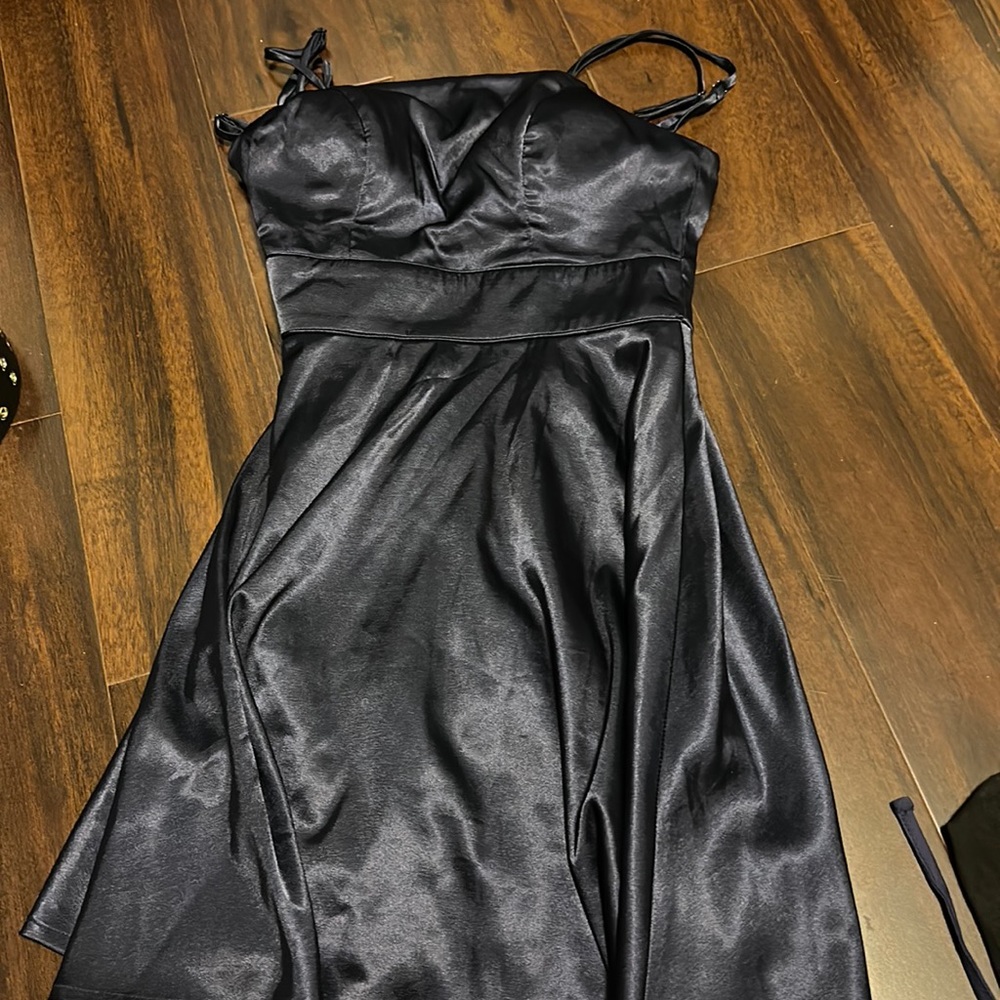 Satin mini navy dress